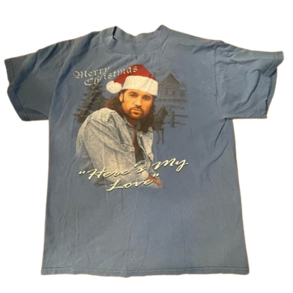 Vintage Billy Ray Cyrus Christmas Concert Tee Tultex 1999 Blue Band Tee Size M